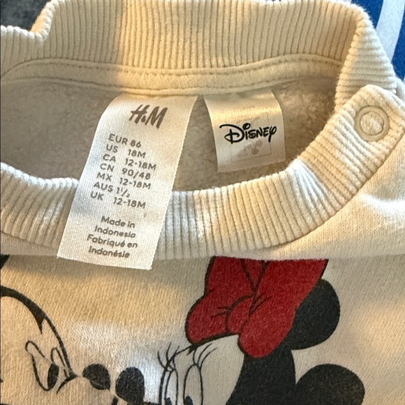 H&M Disney Minnie and Mickey Mouse Sweatshirt - Red and Black Accents. 18-24 mo - Picture 3 of 6